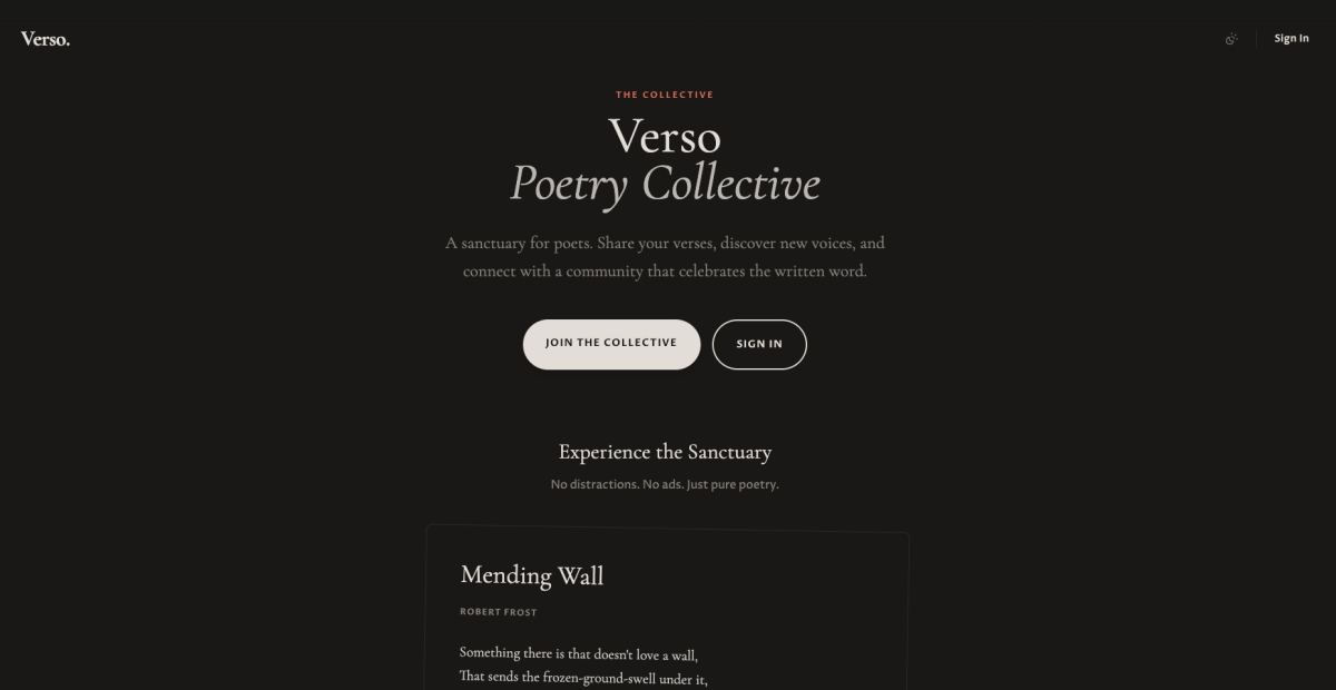 Verso - A Poetry Collective Platform